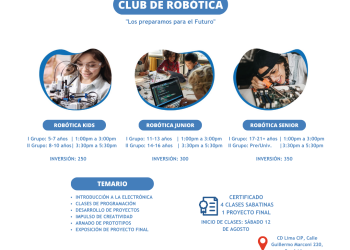 12, 19, 26 de agosto y 02 septiembre – CLUB DE ROBÓTICA