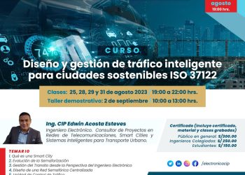 25, 28, 29, 31 de Agosto y 2 de Septiembre – Curso: «DISEÑO Y GESTIÓN DE TRAFICO INTELIGENTE PARA CIUDADES SOSTENIBLES ISO 37122»
