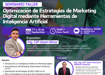 17 y 18 Septiembre – Seminario Taller: Optimización de Estrategias de Marketing Digital mediante Herramientas de Inteligencia Artificial 🌐